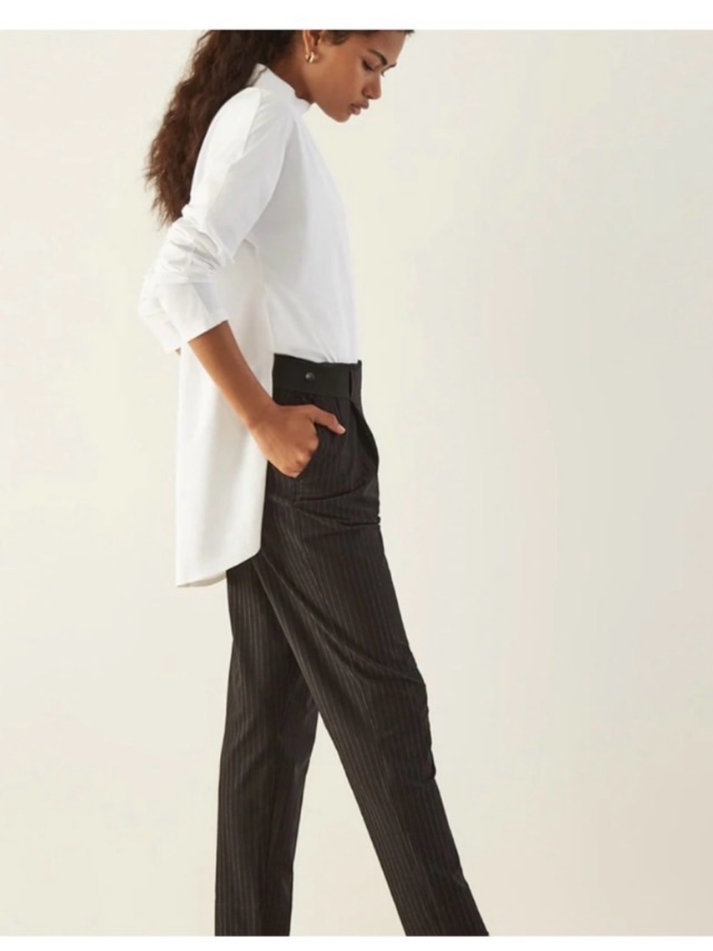ADAY White Long-Back Button-Down Shirt